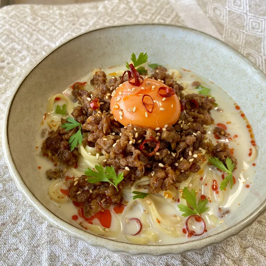 さっぱりヘルシー♪白だし豆乳スープ坦々麺風【沖縄そば】アレンジレシピ の作り方 12