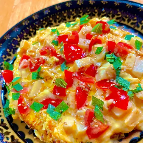 タケノコの簡単にできるふわふわチーズオムレツ