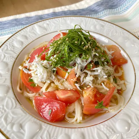 【冷製パスタ風しらすそうめん】フレッシュトマトと麺つゆで作る絶品つゆ!!